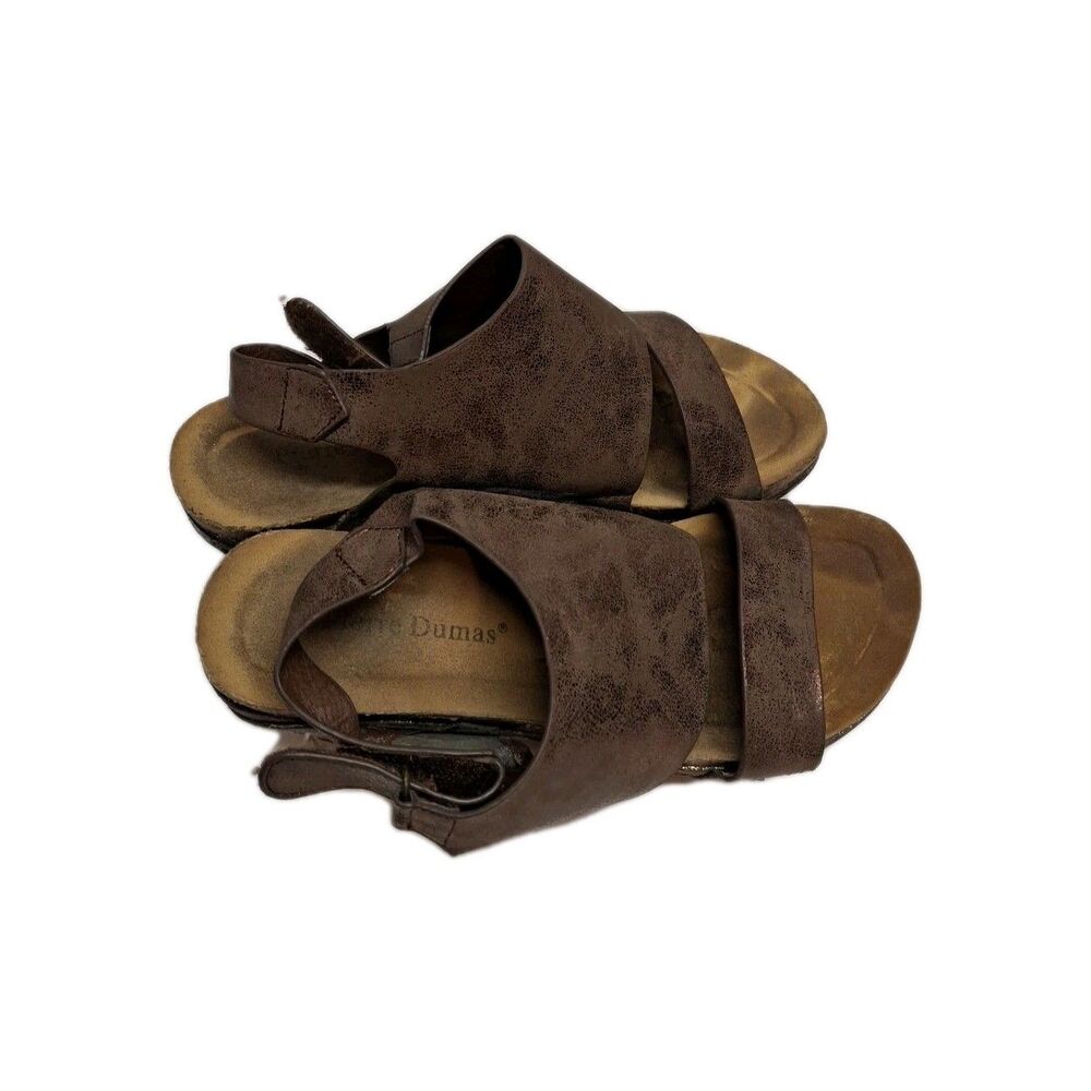 Boho Cork Wedge Platform Sandal Womens 6.5 PIERRE DUMAS Chantal Metallic Bronze